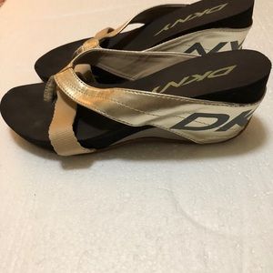 DKNY Gold Wedge Thong